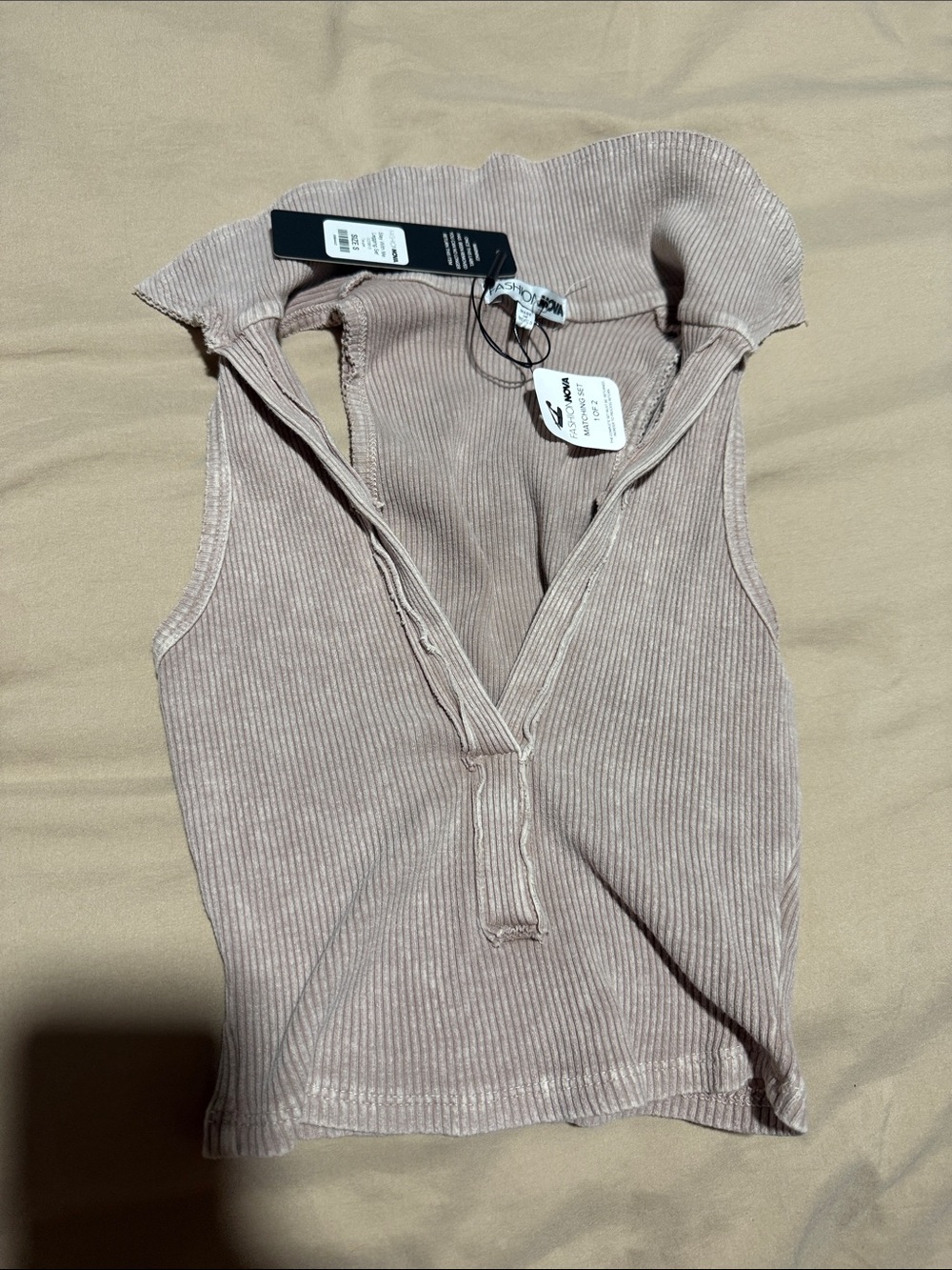 Ribbed Knit woman’s set  in Taupe - Picture 2 of 4